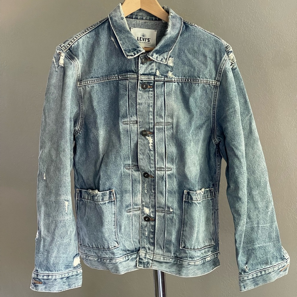 Levi's Made and Crafted Men’s Distressed Light Blue Denim Jacket